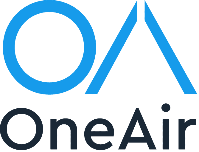 OneAir logo in blue and black